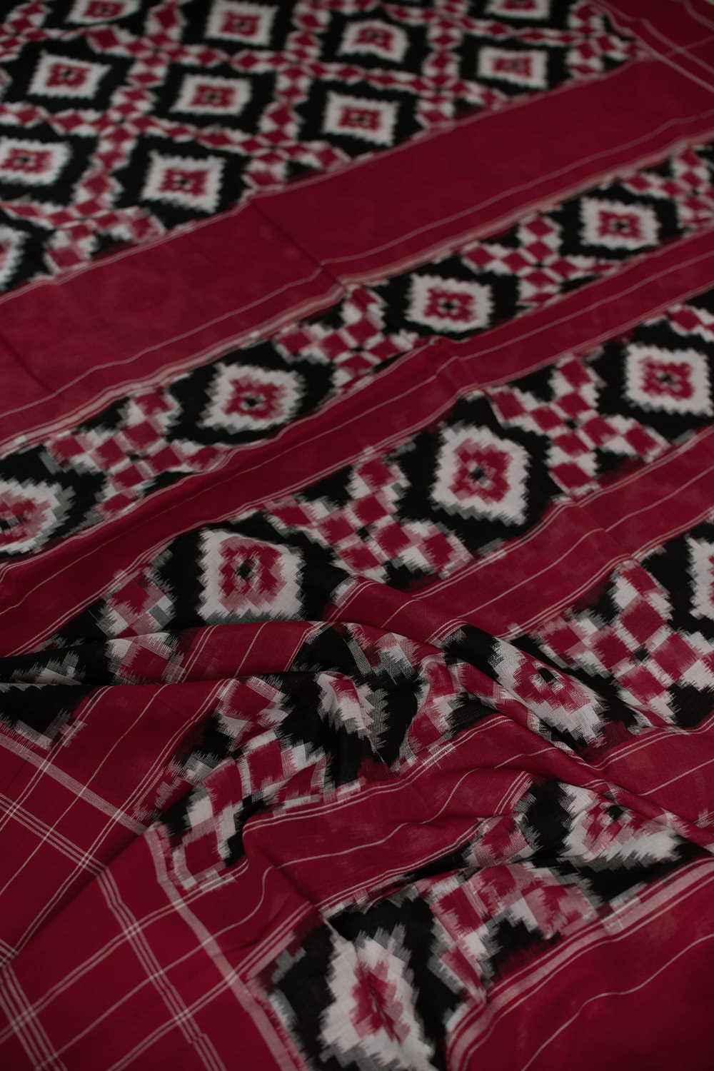 Black with Intricates Telia Rumal saree - Image 3