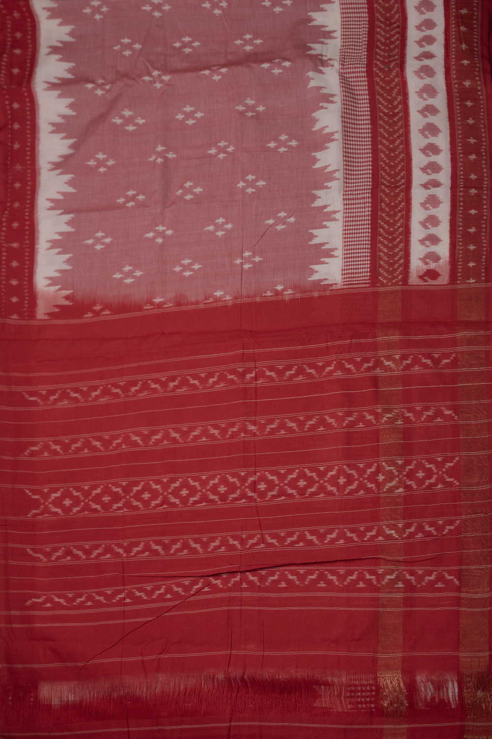 Soft Light Pink with Maroon Border Ikat Cotton saree - Image 2