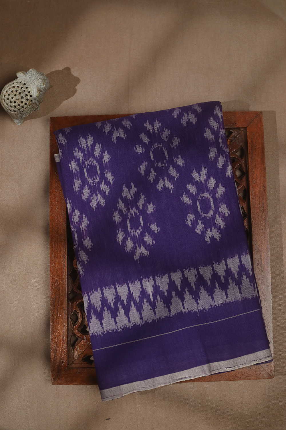 Poppy Purple Ikat Cotton saree