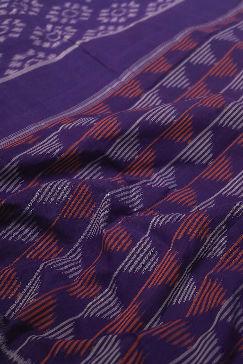 Poppy Purple Ikat Cotton saree - Image 3
