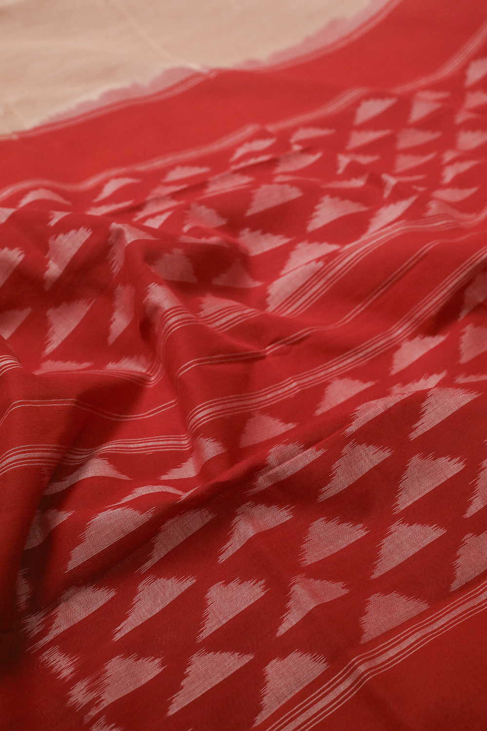 Light Beige Ikat Cotton saree - Image 3