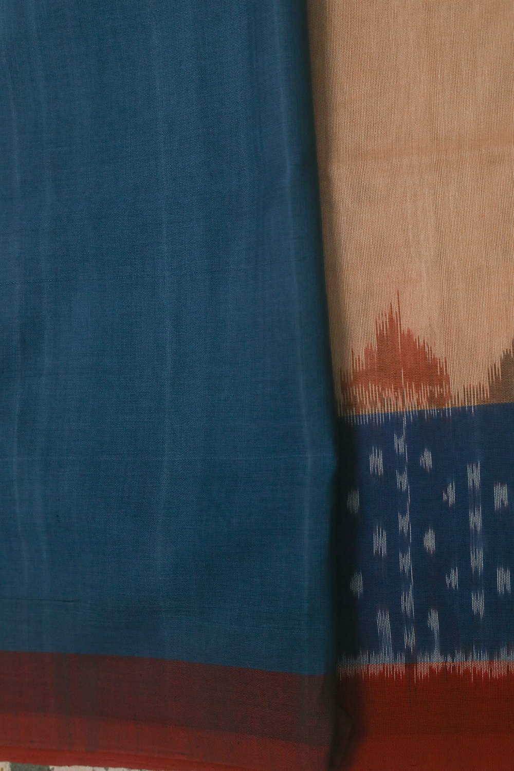 Light Beige Ikat Cotton saree - Image 4