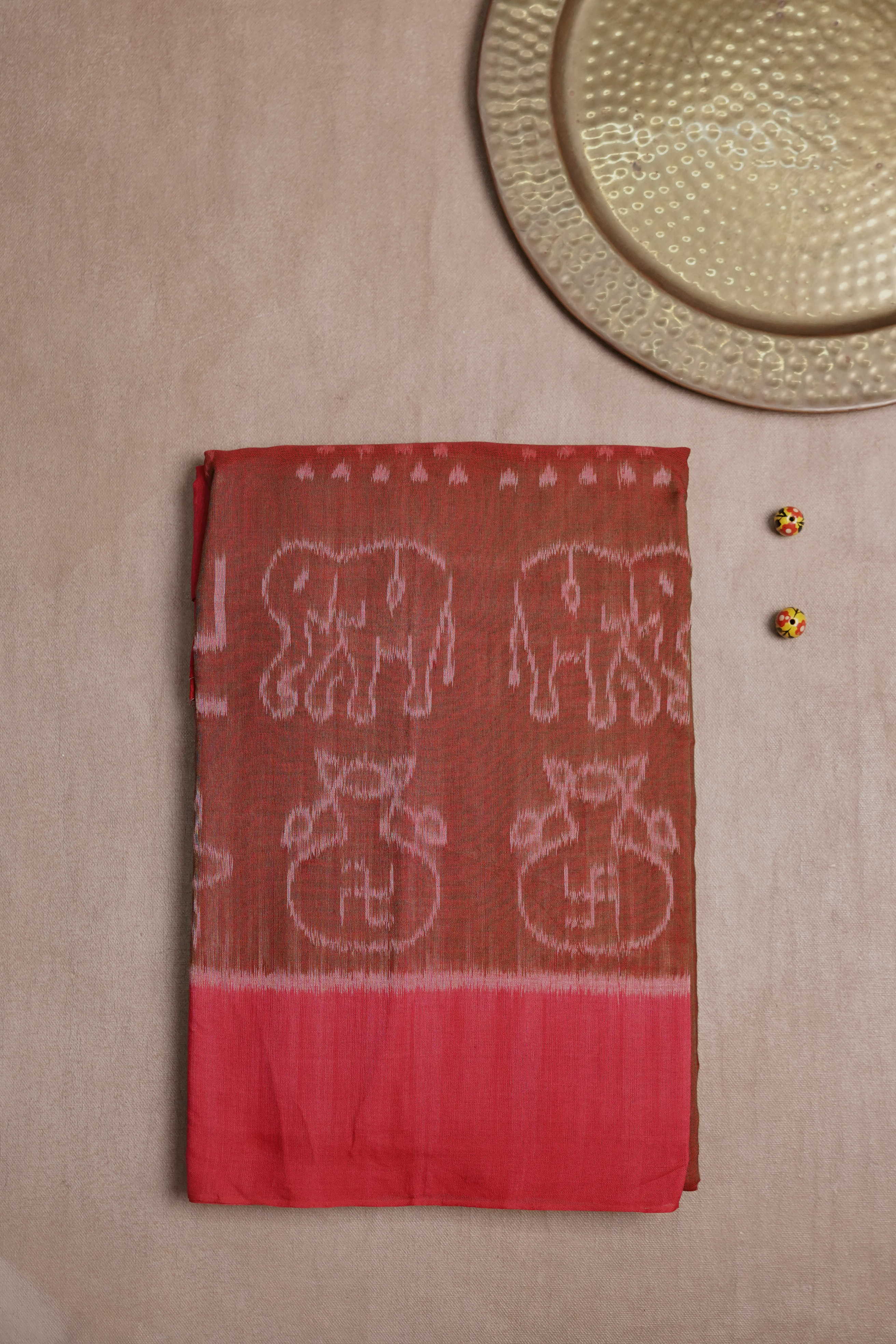 Twin Shaded Maroon Orissa Ikat Cotton saree