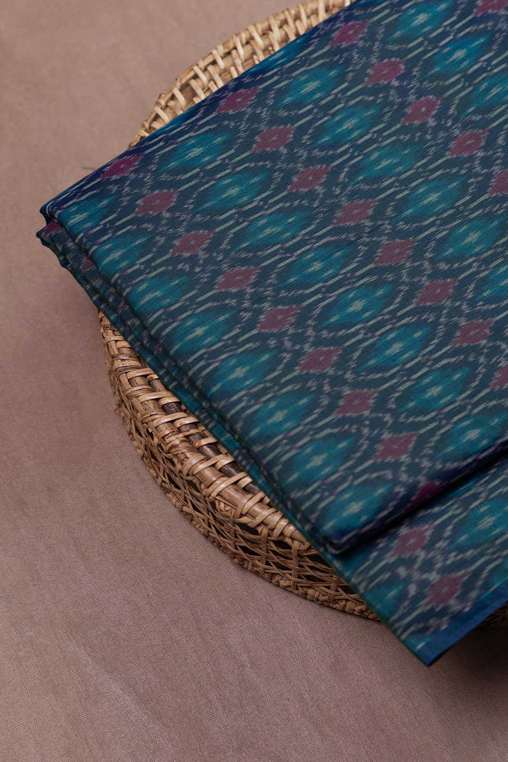 Vibrant Blue - Ikat Silk Cotton Fabric