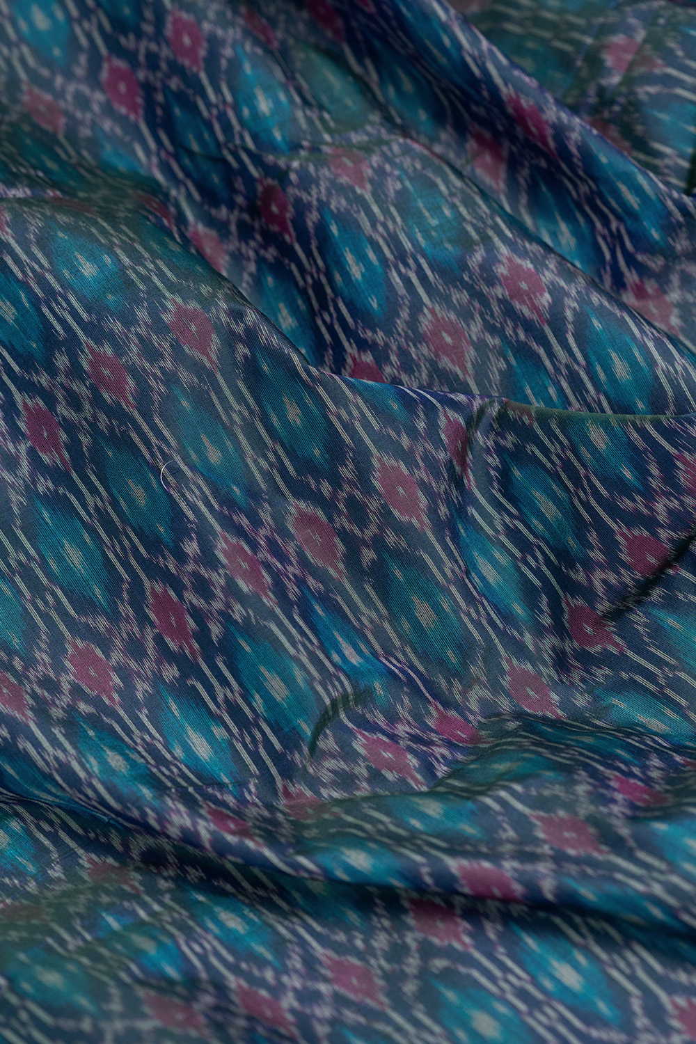 Vibrant Blue - Ikat Silk Cotton Fabric - Image 3