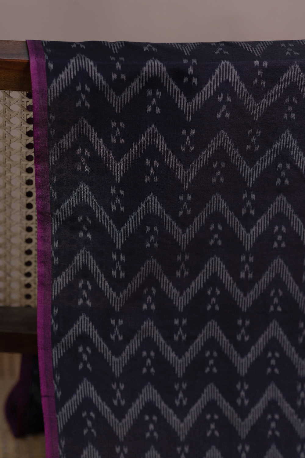 Chevron Pattern Ikat Silk Cotton Fabric - Image 2