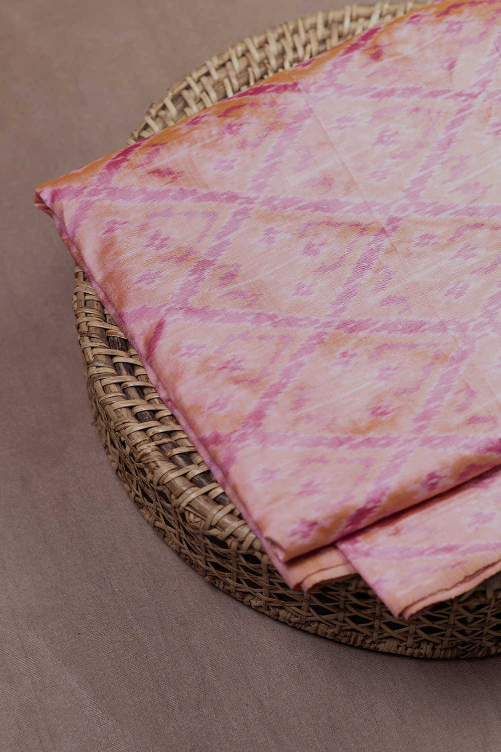 Blush Diamond Ikat Silk Fabric - Image 3