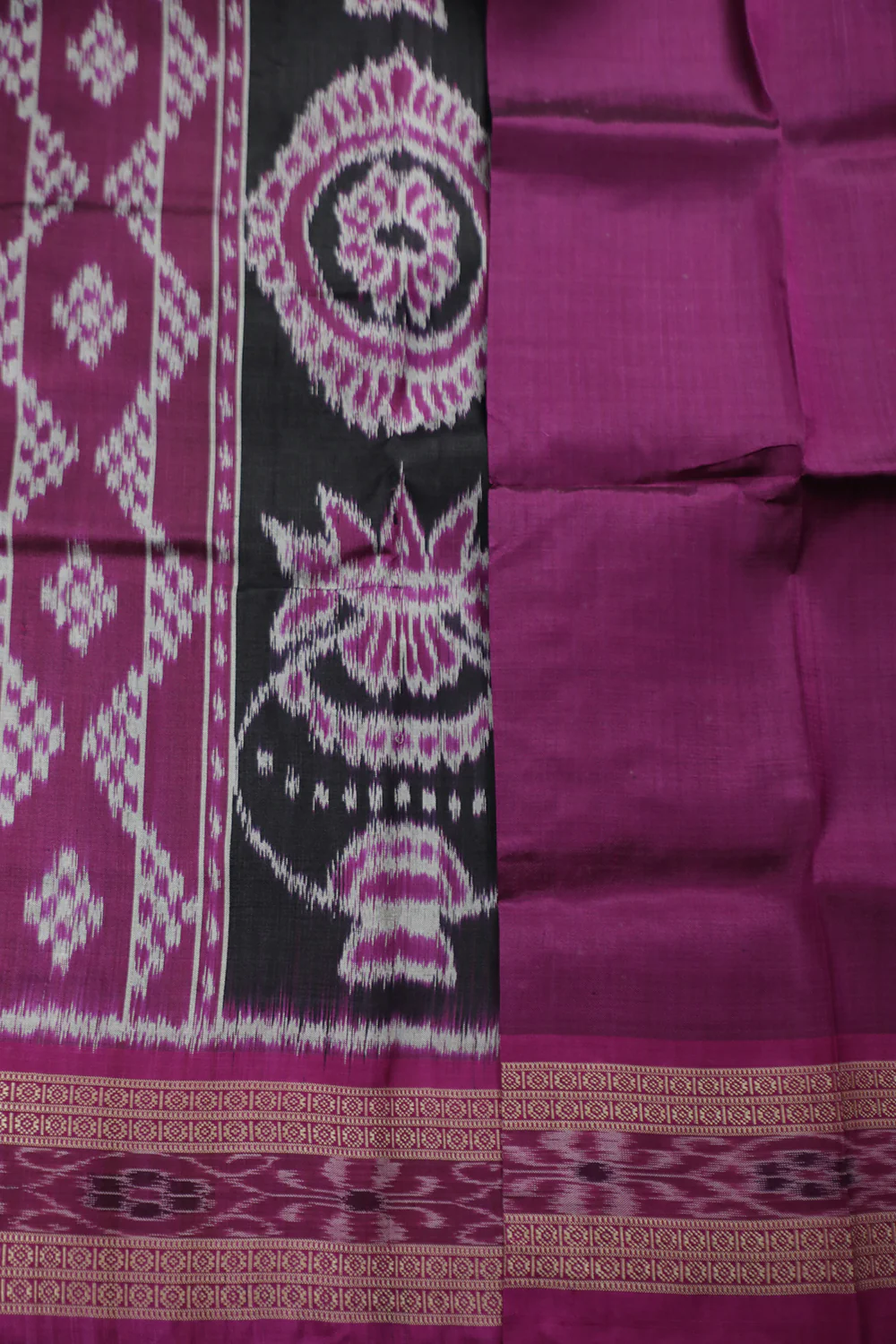 Pinkish Purple Ikat silk saree - Image 4