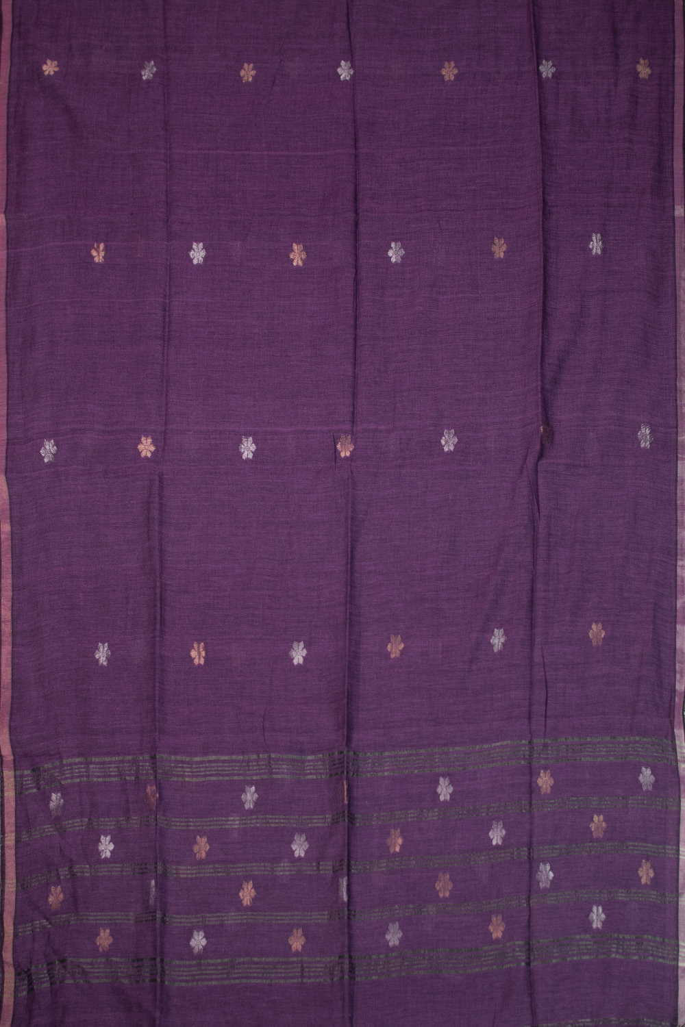 Purple - Floral Butti Jamdani Cotton Dupatta - Image 3