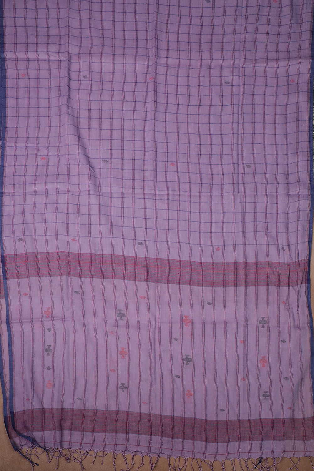 Lavender Purple Jamdani Cotton Dupatta - Image 2