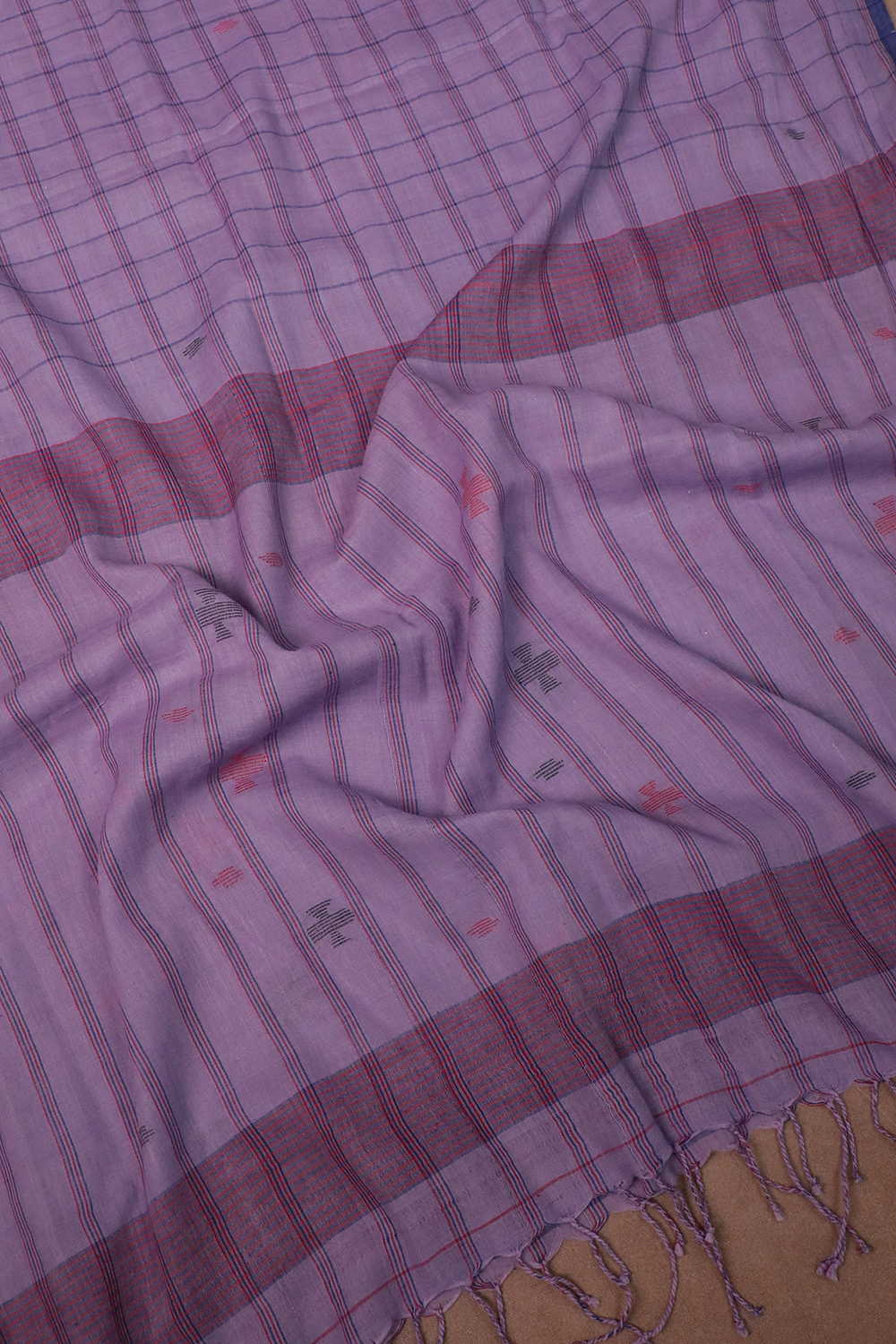Lavender Purple Jamdani Cotton Dupatta - Image 3