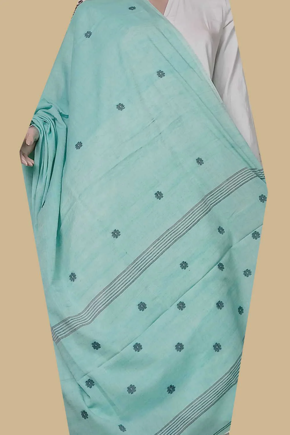 Seafoam Green Jamdani Cotton Dupatta