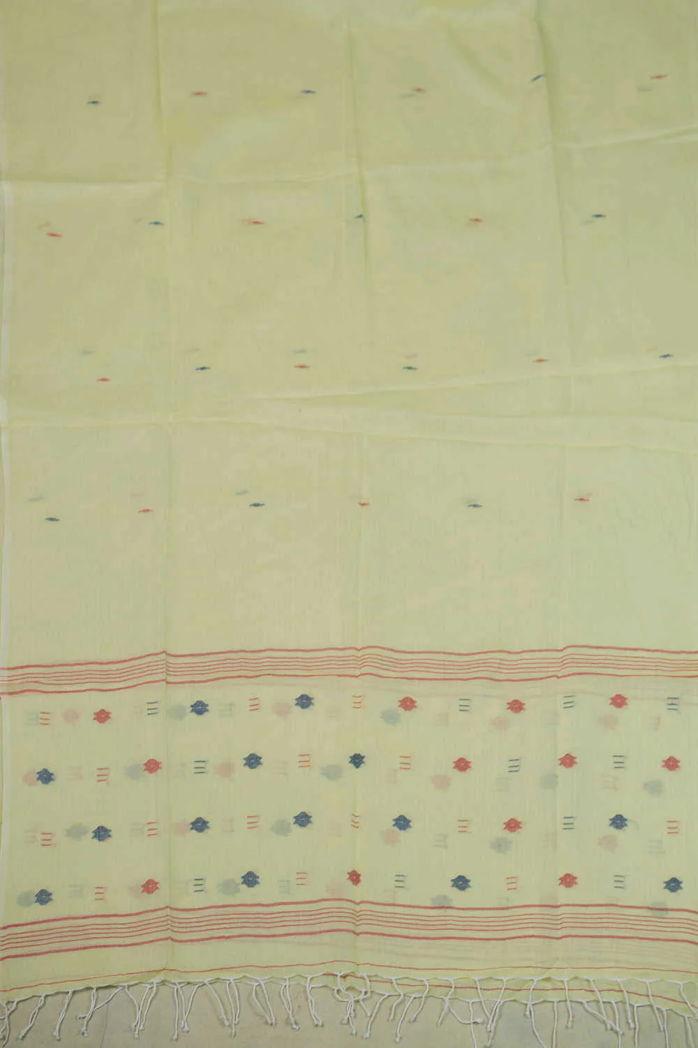 Chartreuse Green Jamdani Cotton Dupatta - Image 3