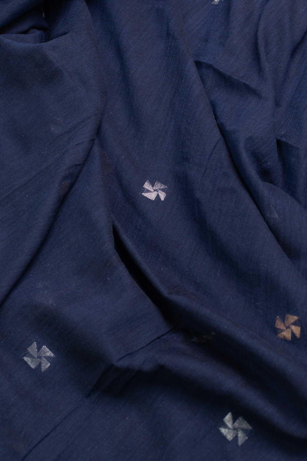 Silver & Gold Zari Butta Jamdani Cotton Fabric - Image 3