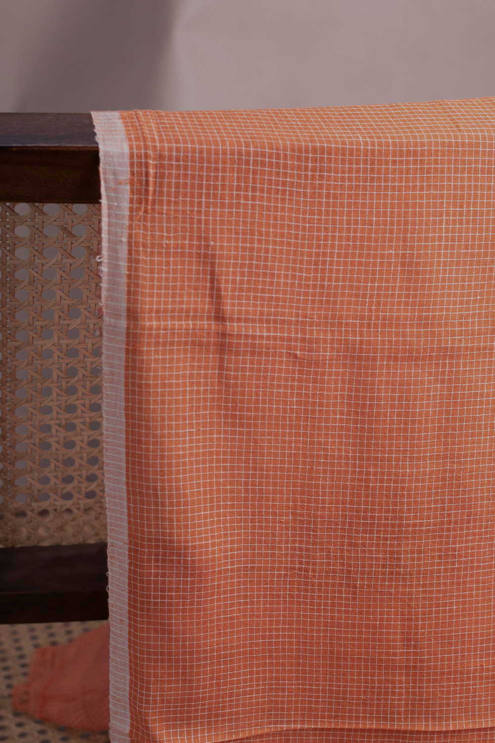 Dark Orange Handwoven Cotton Fabric