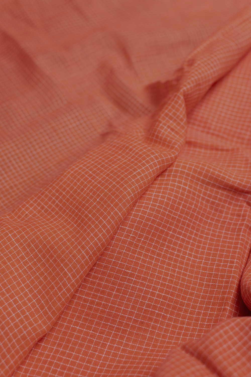 Dark Orange Handwoven Cotton Fabric - Image 2
