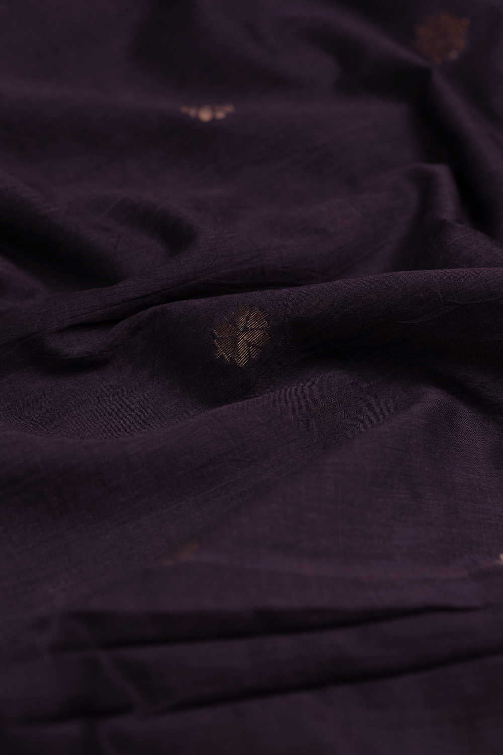 Mauve Purple with Zari Butti Jamdani Cotton Fabric - Image 3