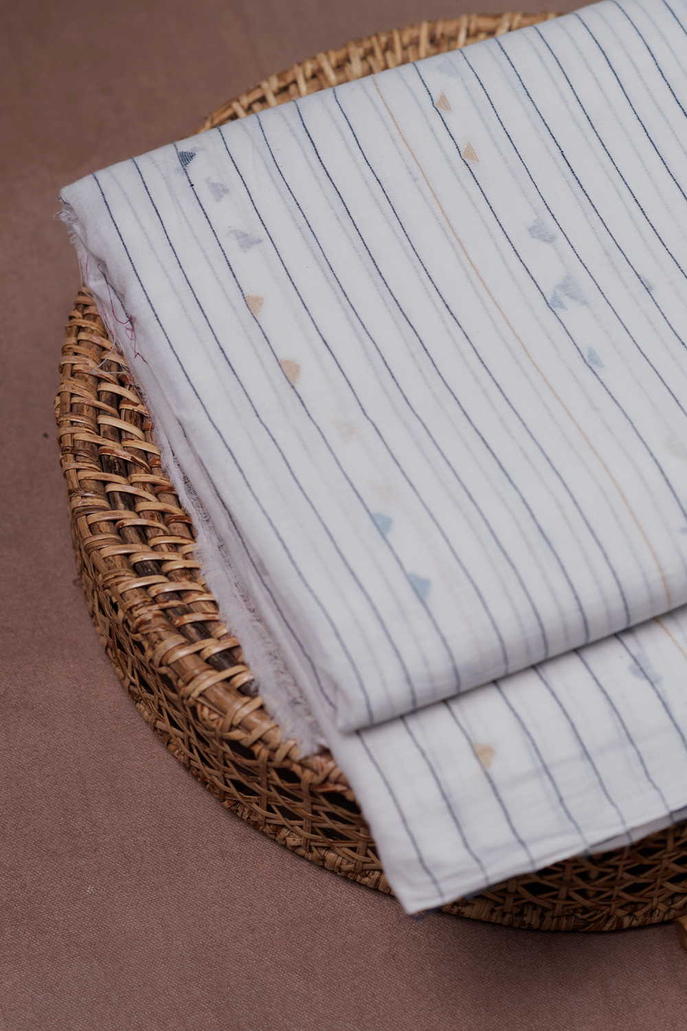 Off-White Stripe Jamdani Cotton Fabric