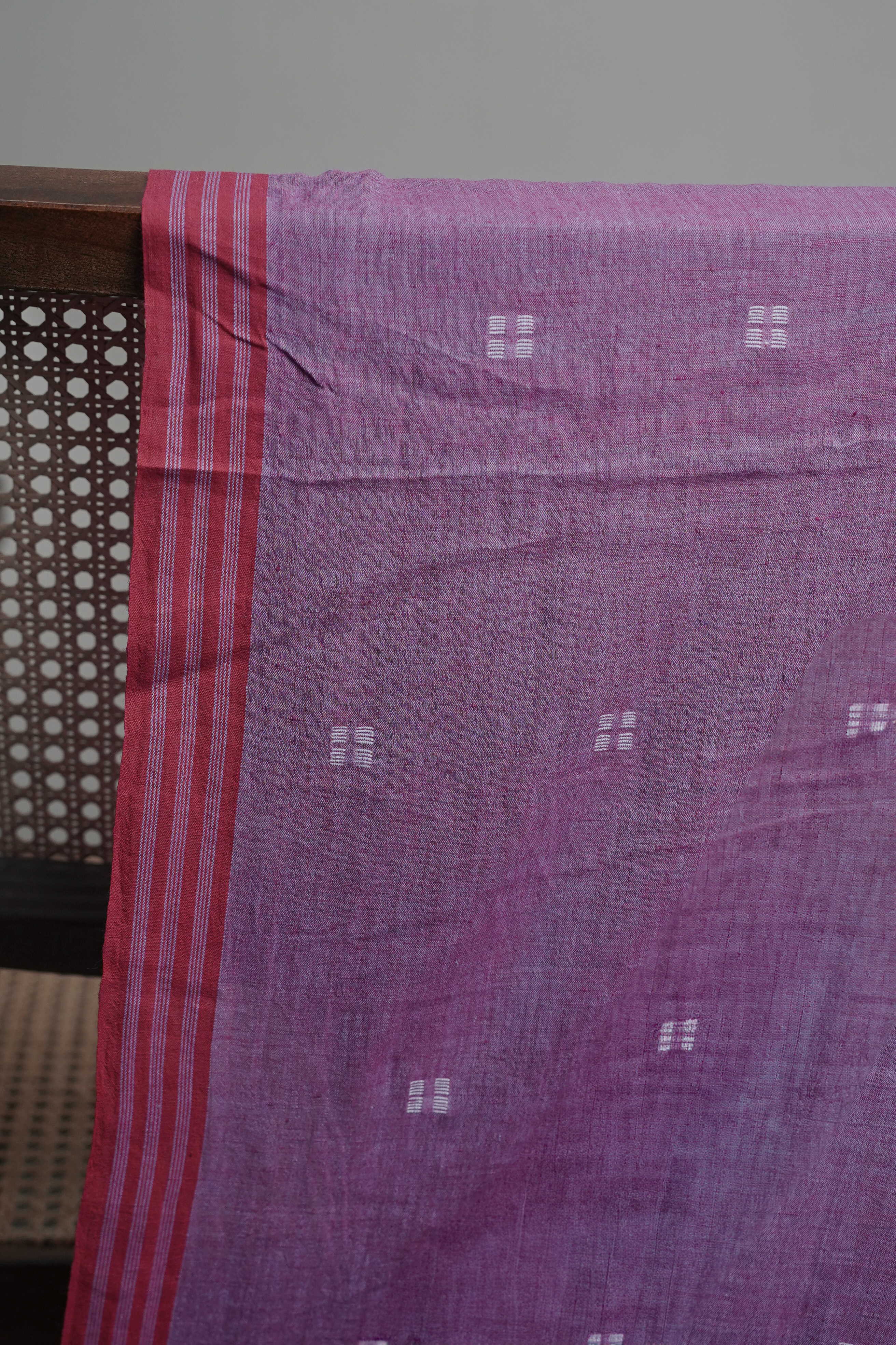 Mauve Purple Jamdani Cotton Fabric - Image 3