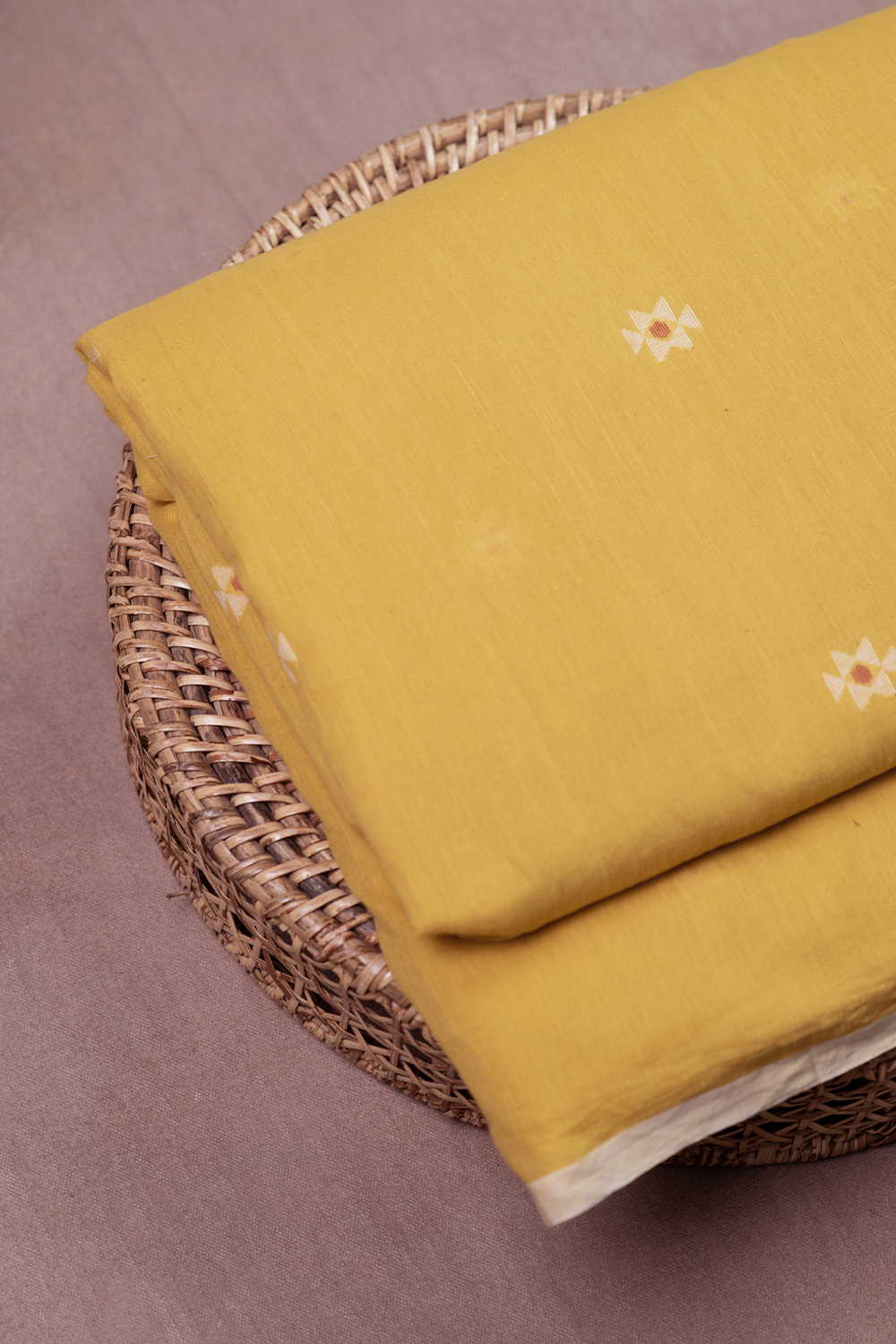 Yellow with Butta Jamdani Cotton Fabric