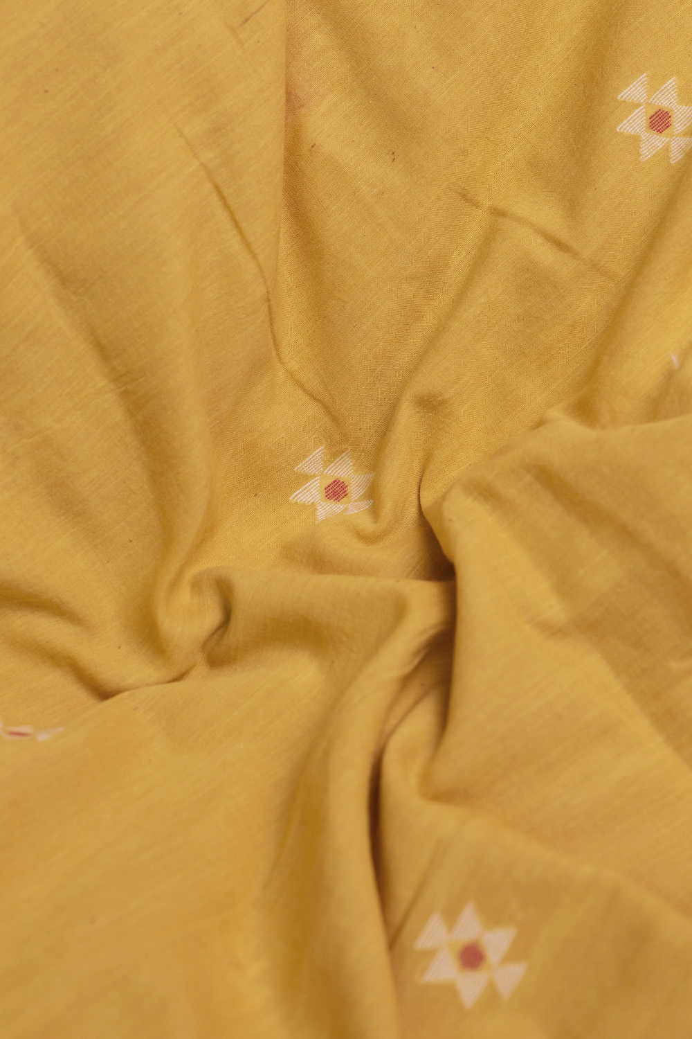 Yellow with Butta Jamdani Cotton Fabric - Image 3