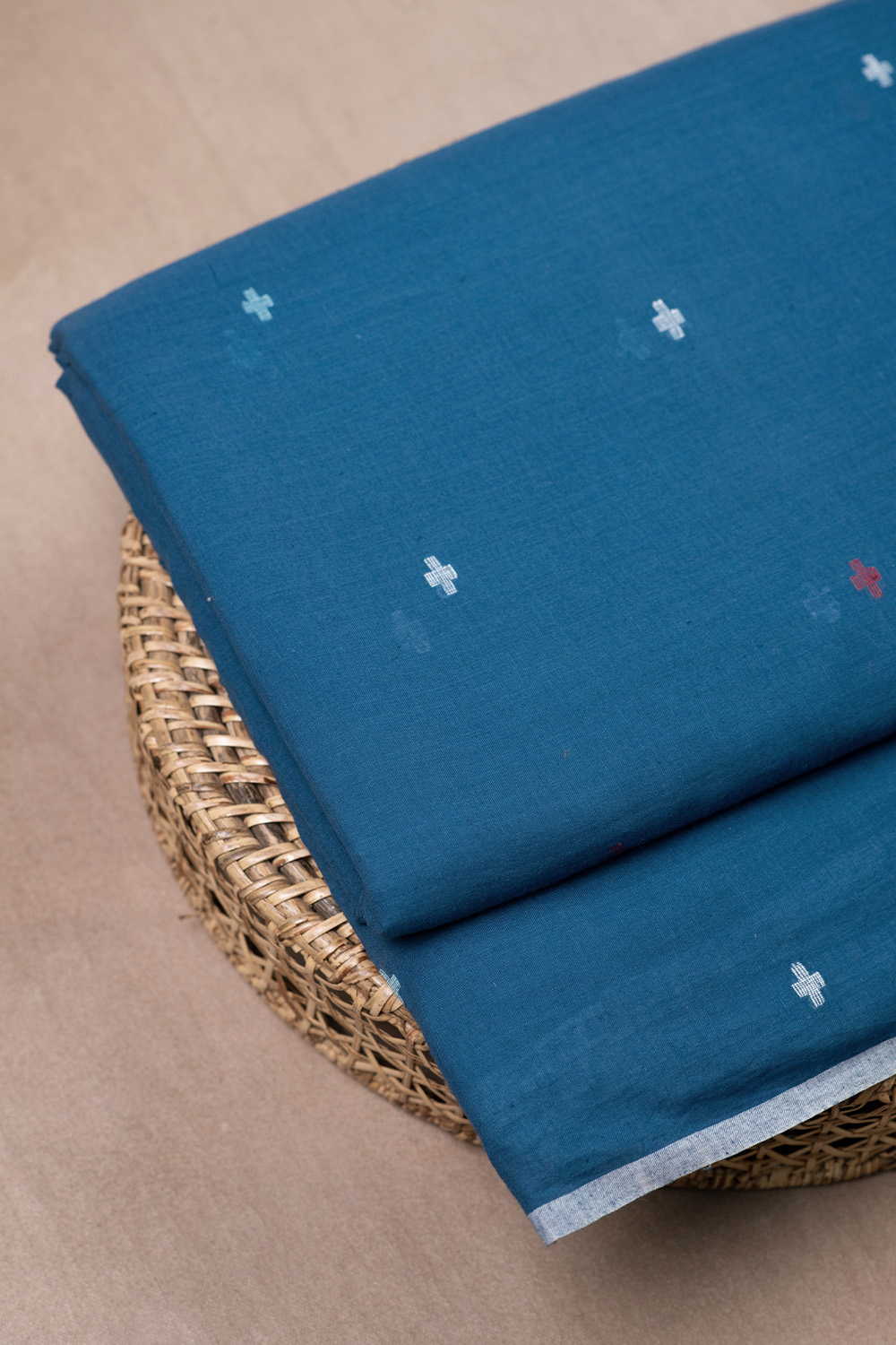 Blue Jamdani Cotton Fabric