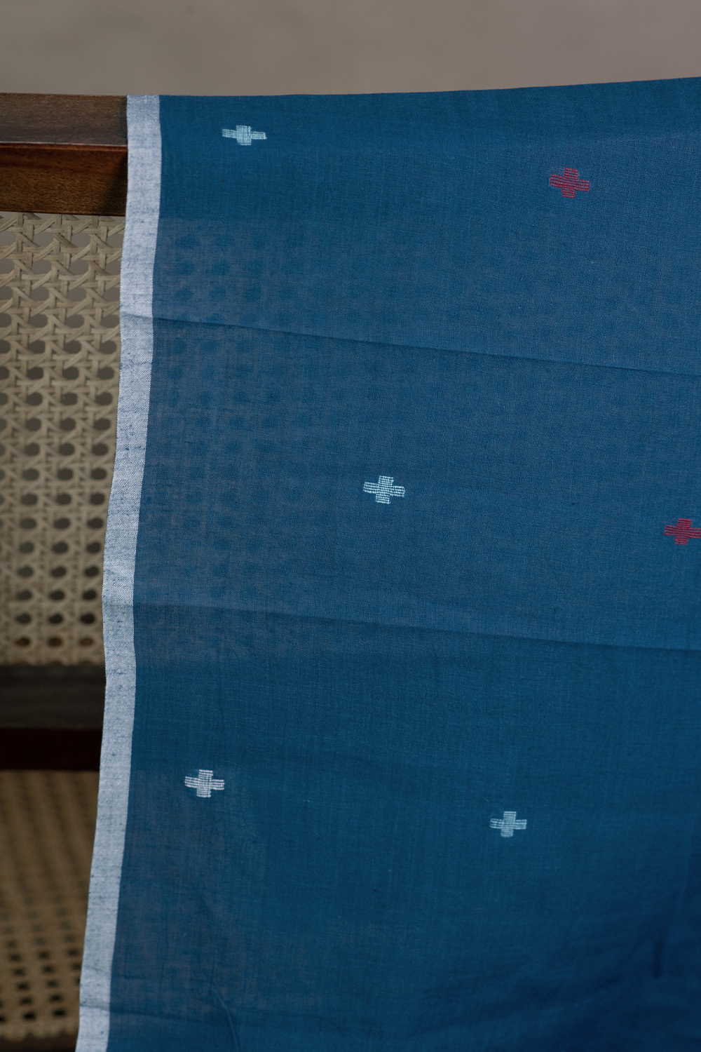 Blue Jamdani Cotton Fabric - Image 2