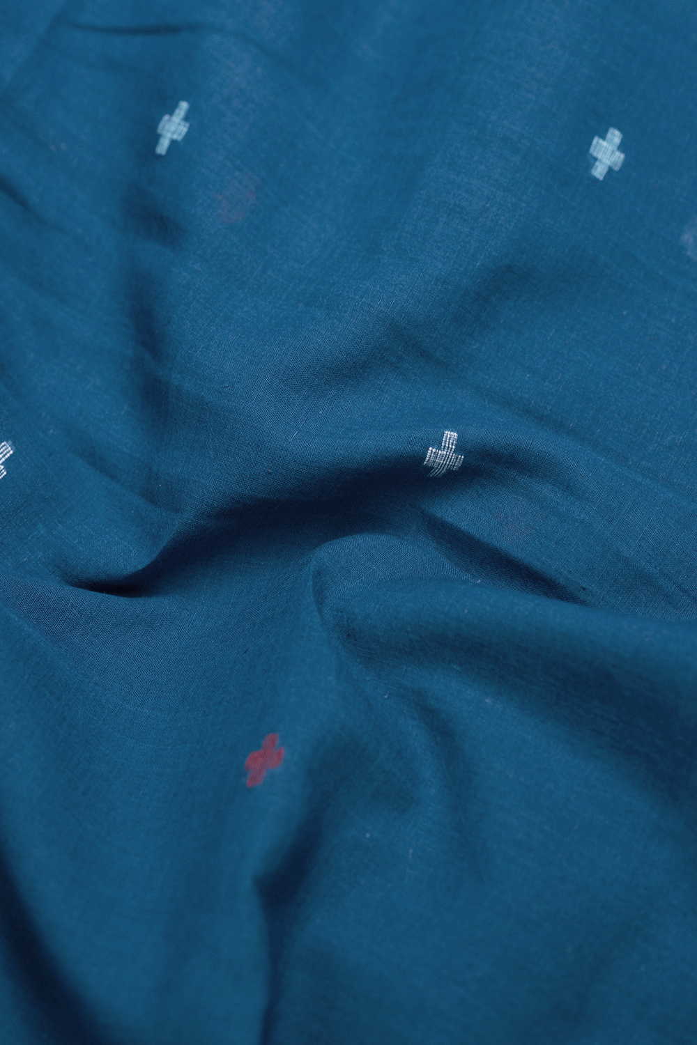 Blue Jamdani Cotton Fabric - Image 3