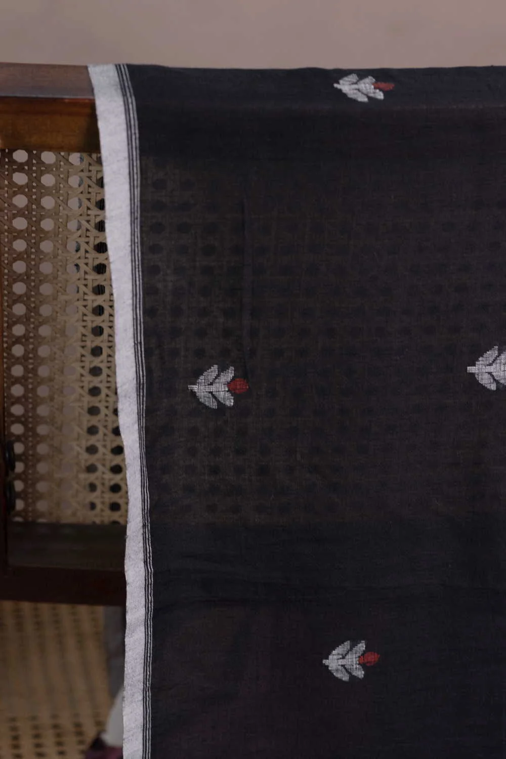 Spider Black - Buttas Jamdani Cotton Fabric - Image 2