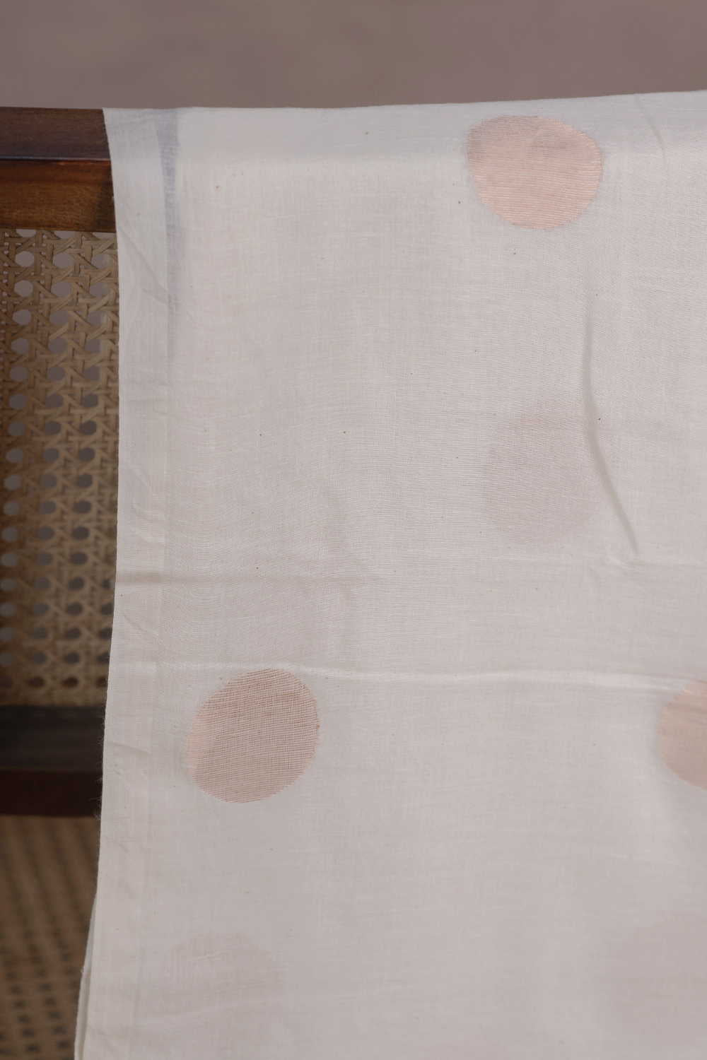 Zari Polka - Cream Jamdani Cotton Fabric