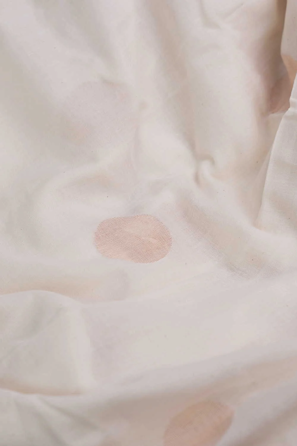 Zari Polka - Cream Jamdani Cotton Fabric - Image 3