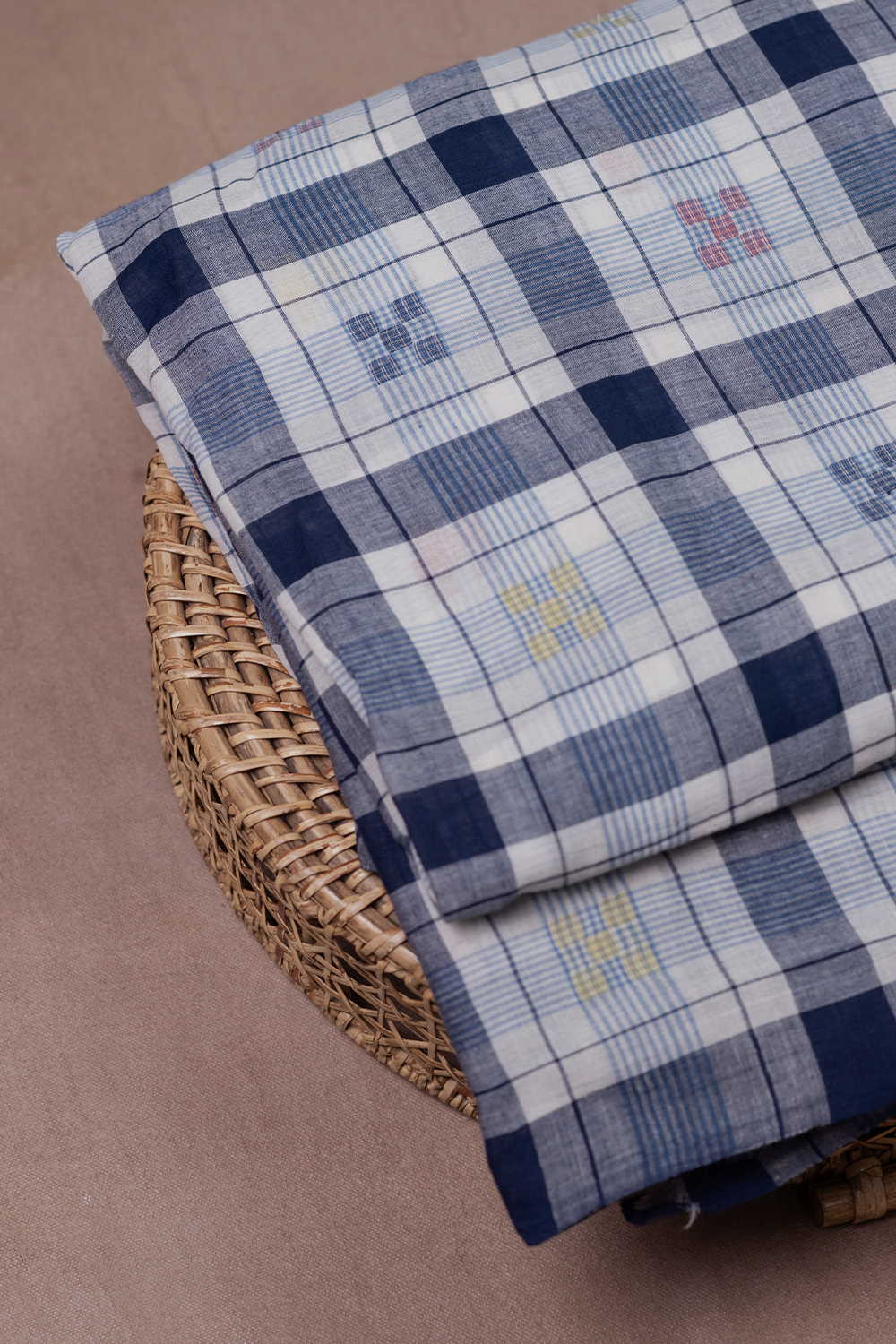 Blue Pattern Jamdani Cotton Fabric - Image 2