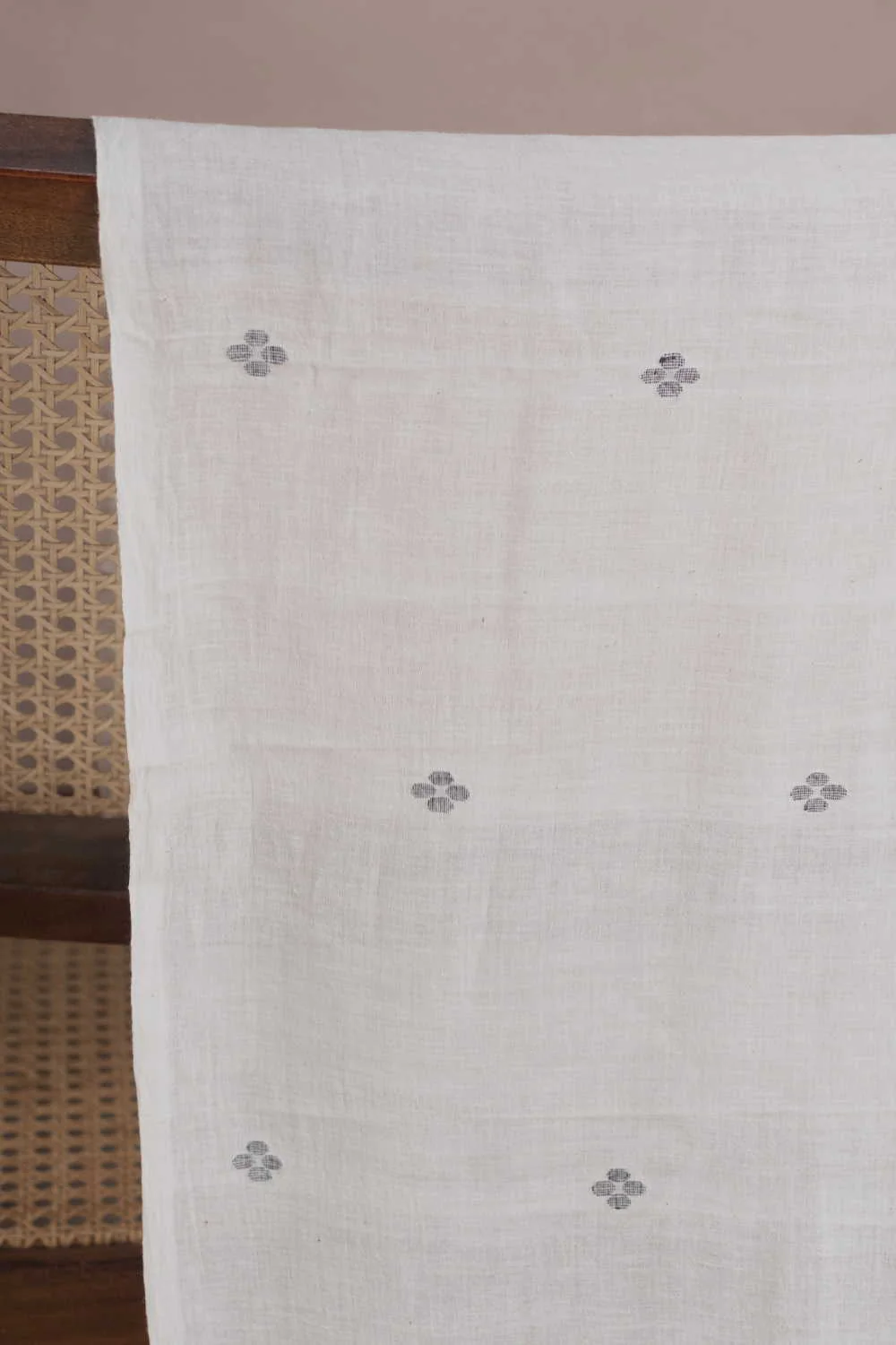 Little Butta on Cream Jamdani Cotton Fabric