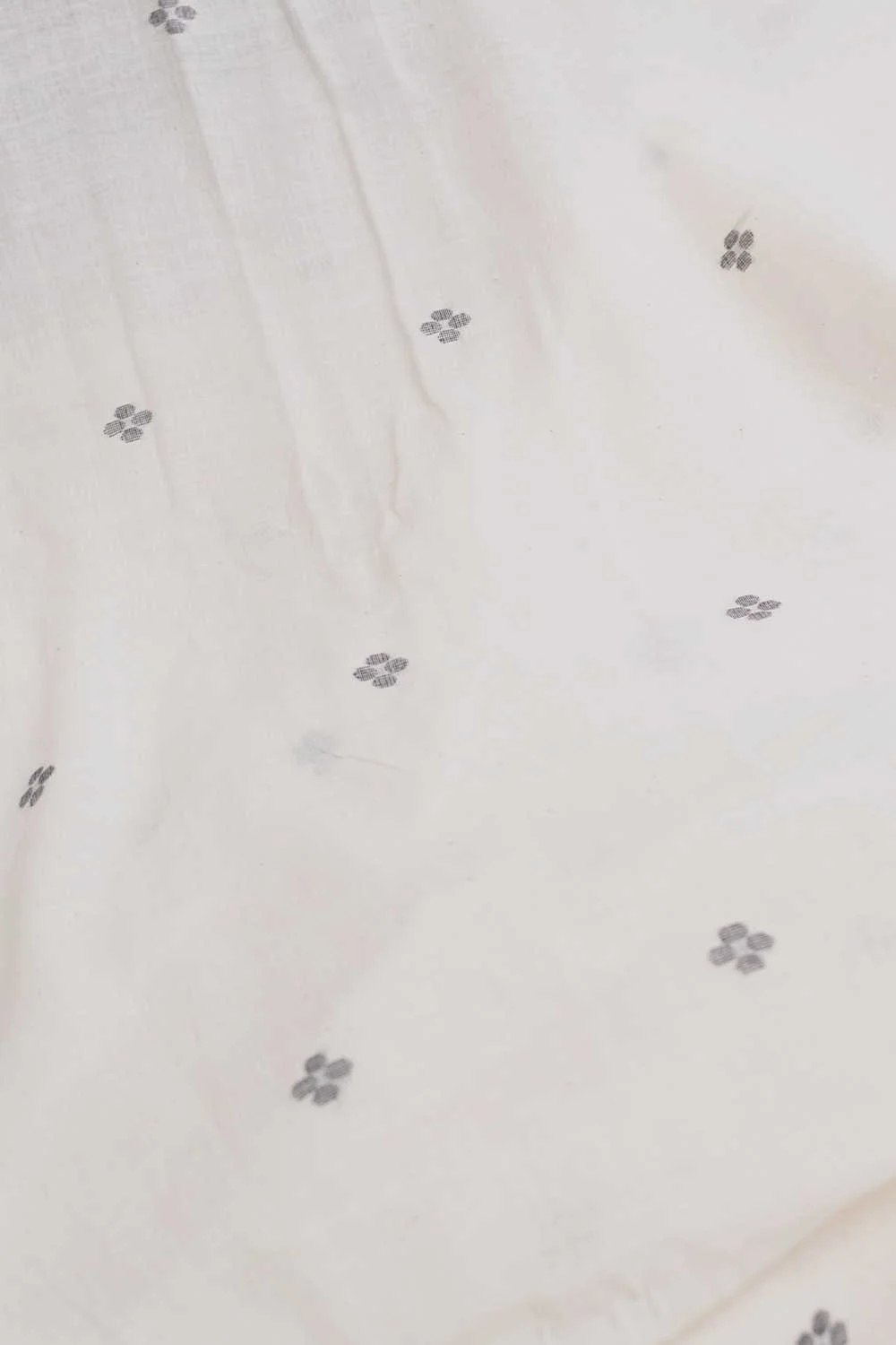 Little Butta on Cream Jamdani Cotton Fabric - Image 3