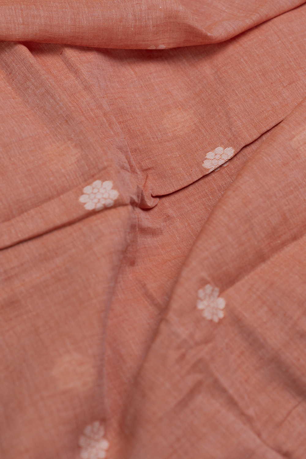 Light Orange Jamdani Cotton Fabric - Image 3