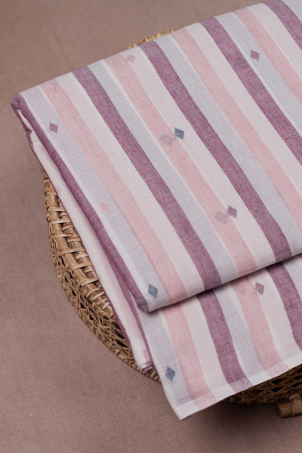 Pastel Stripe Jamdani Cotton Fabric