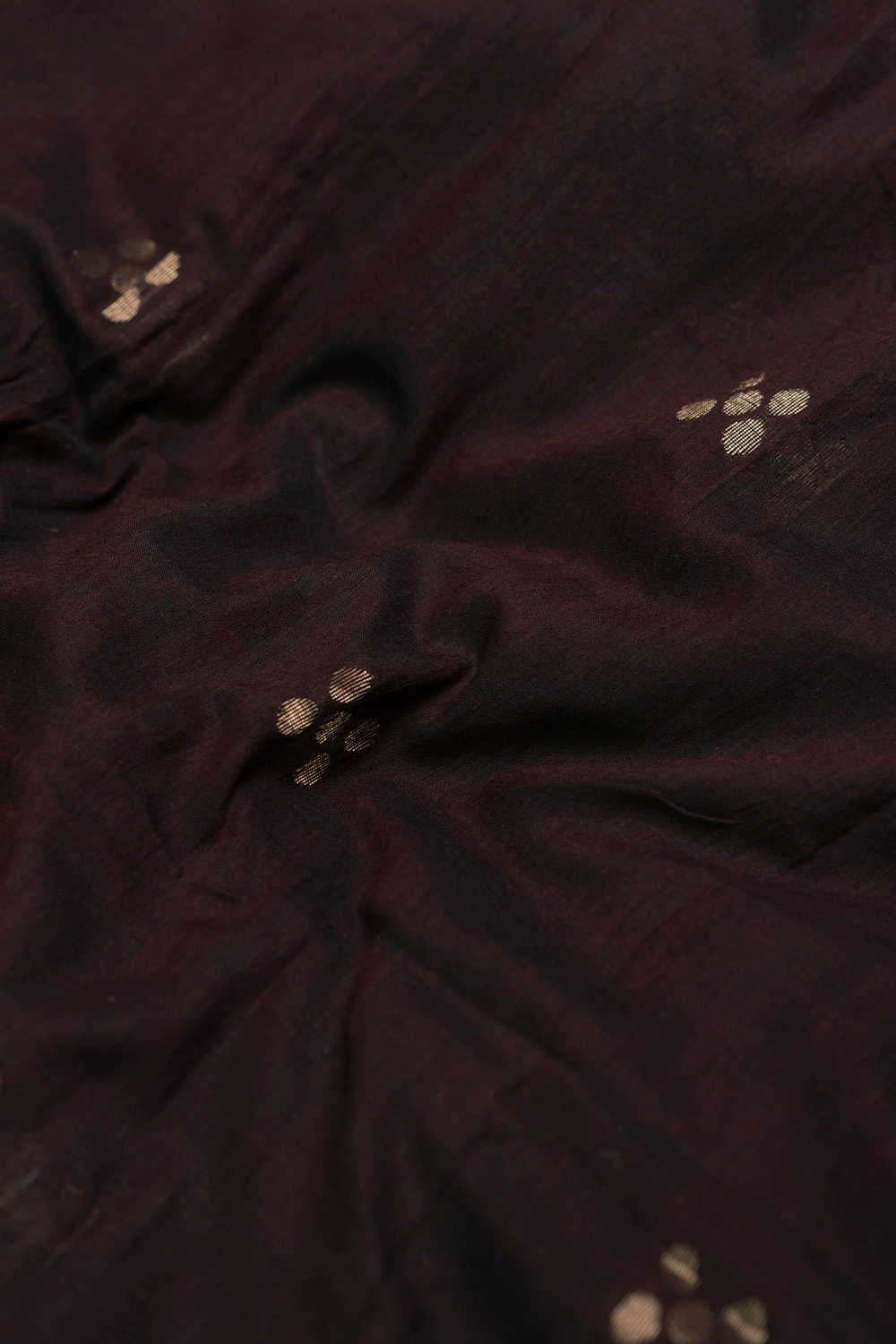Dark Cocoa Brown Jamdani Cotton Fabric - Image 3