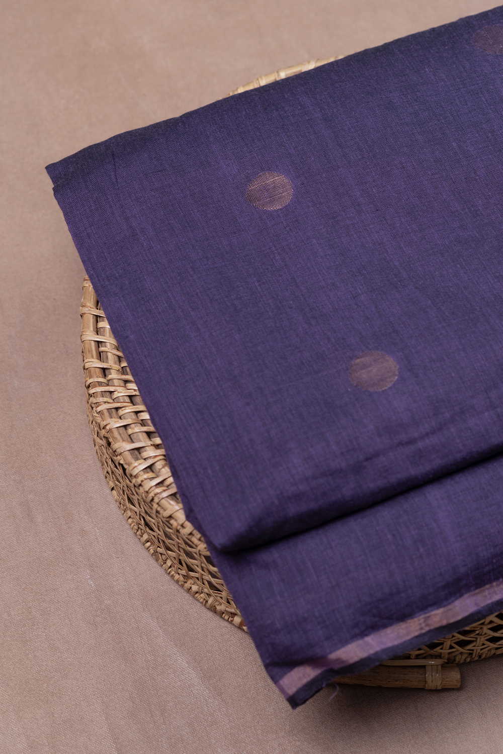 Zari Polka - Purple Jamdani Cotton Fabric