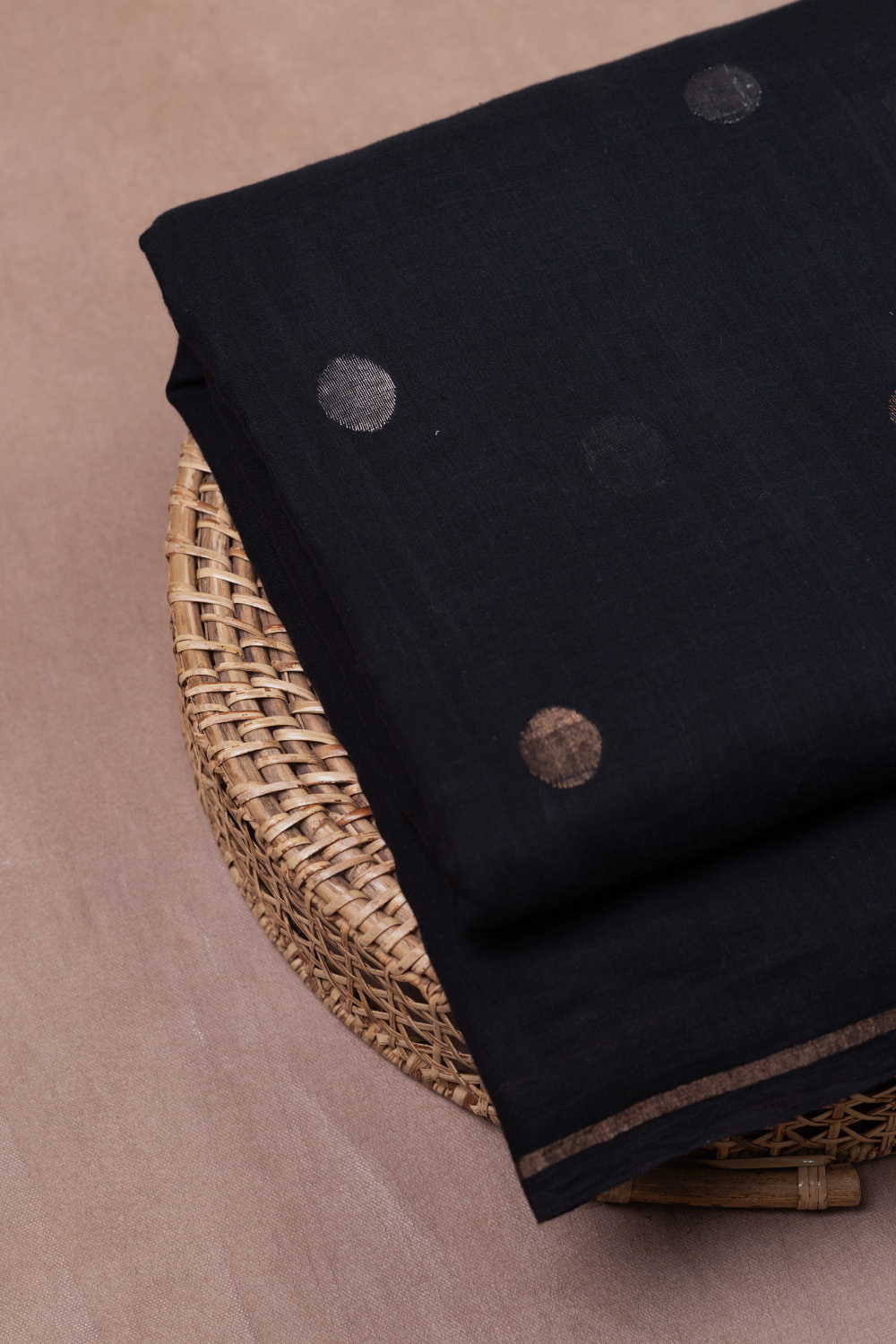 Gold & Silver Zari Polka Jamdani Cotton Fabric - Image 2
