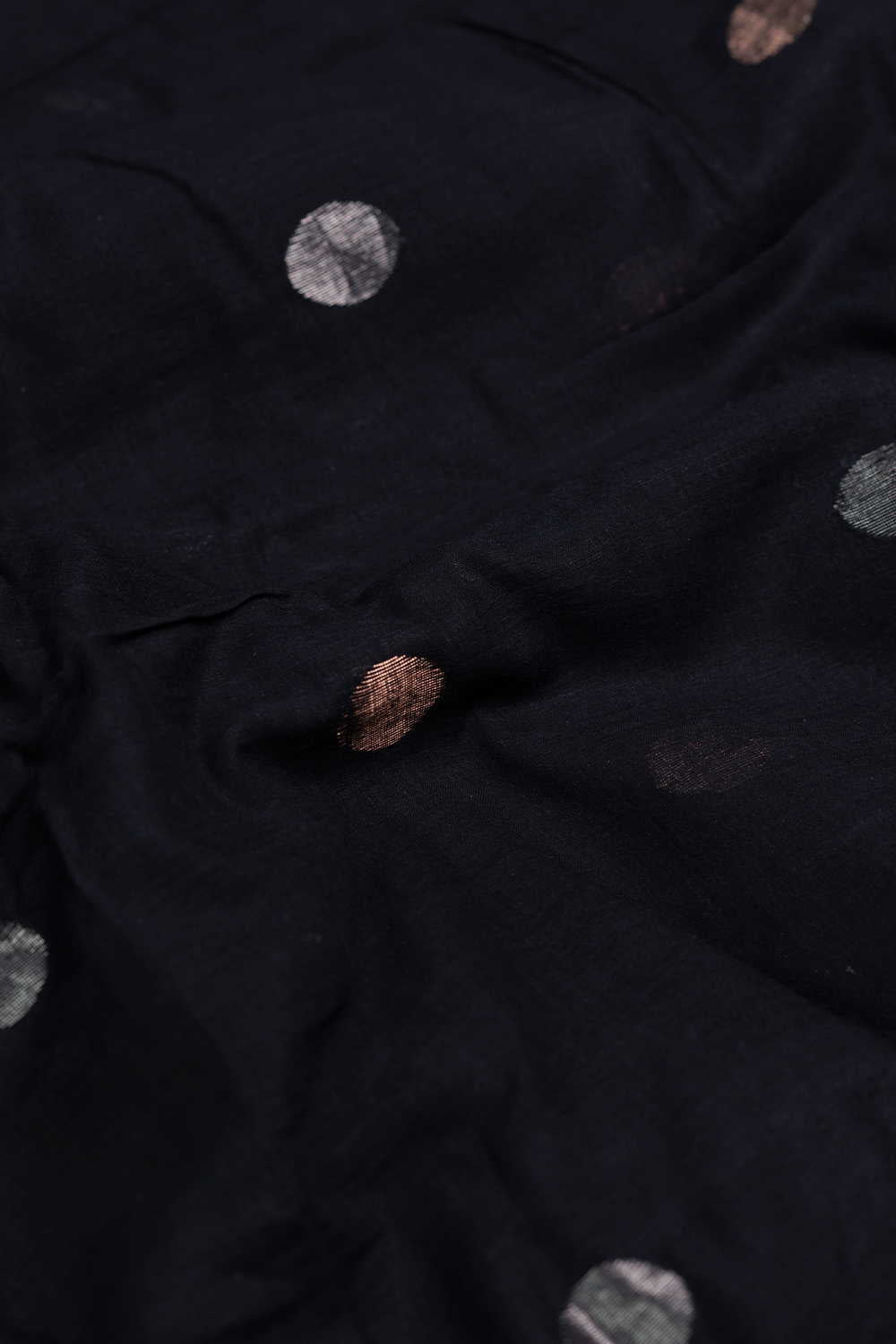 Gold & Silver Zari Polka Jamdani Cotton Fabric - Image 3