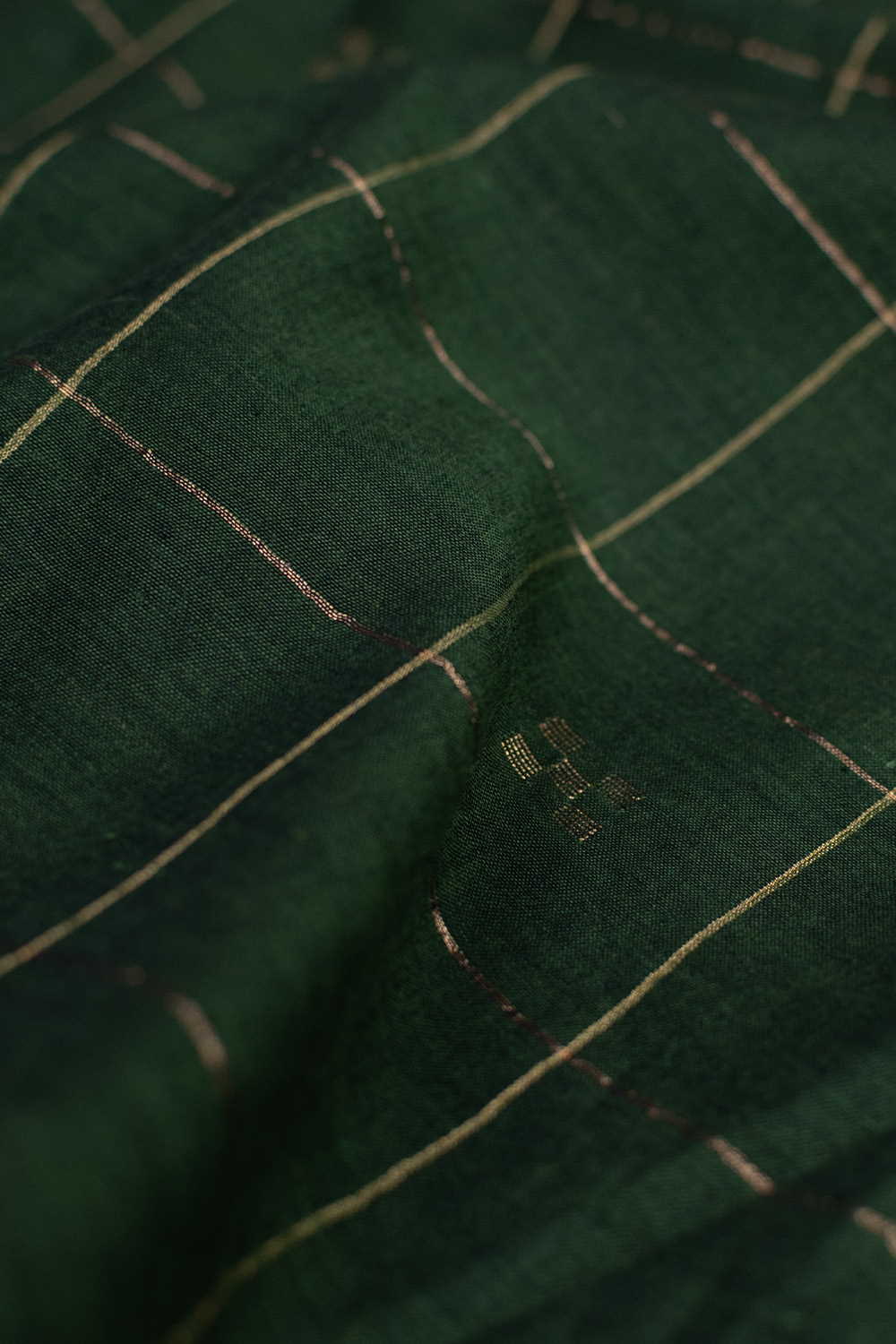 Bottle Green Jamdani Cotton Fabric - Image 3