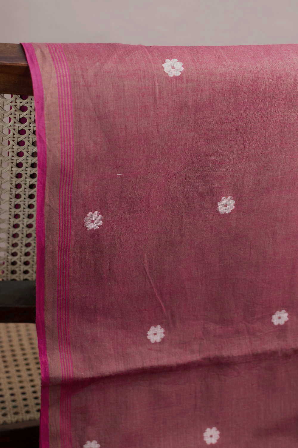 Dual Shaded Maroon Jamdani Cotton Fabric - Image 2