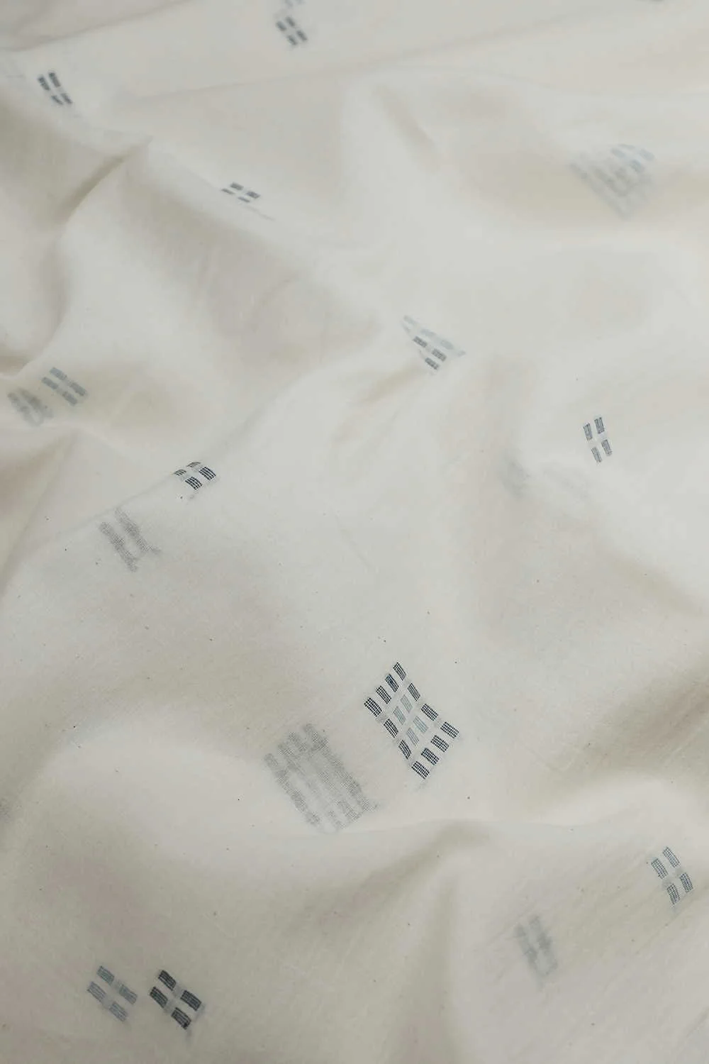 Snow Cream with Butta Jamdani Cotton Fabric - Image 3