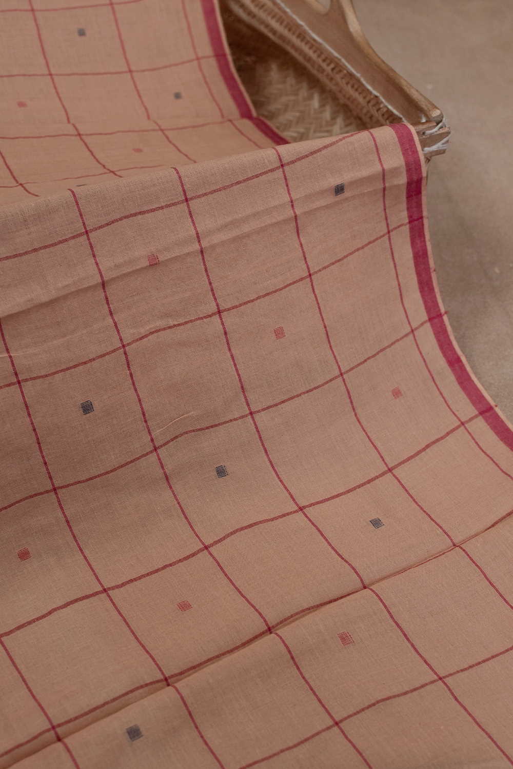 Baby Orange Jamdani Cotton Fabric