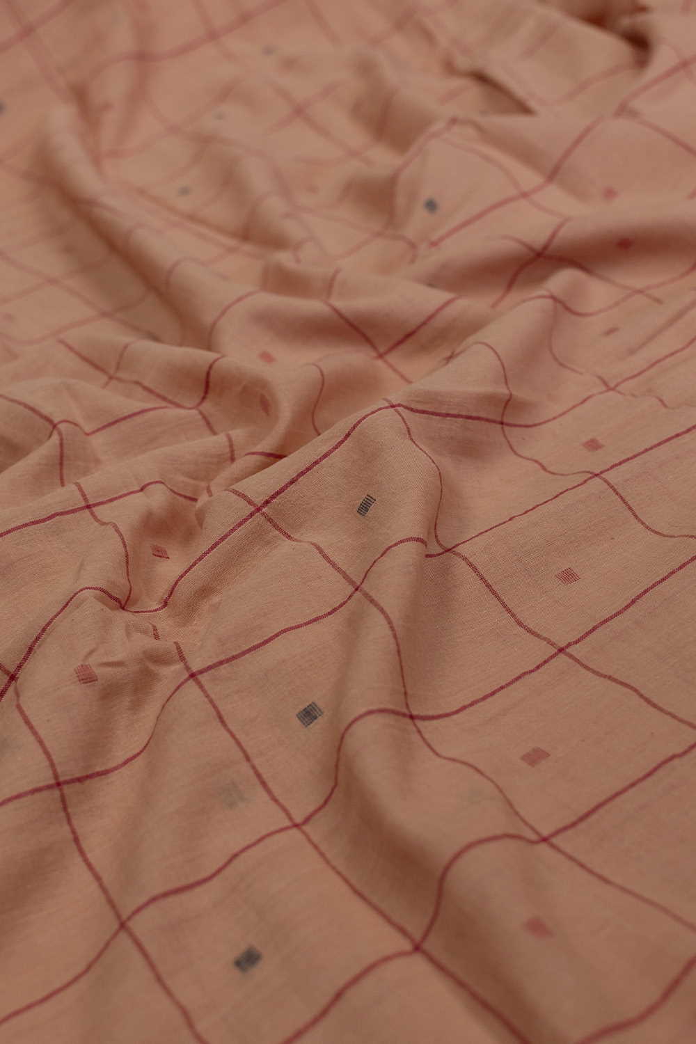 Baby Orange Jamdani Cotton Fabric - Image 3