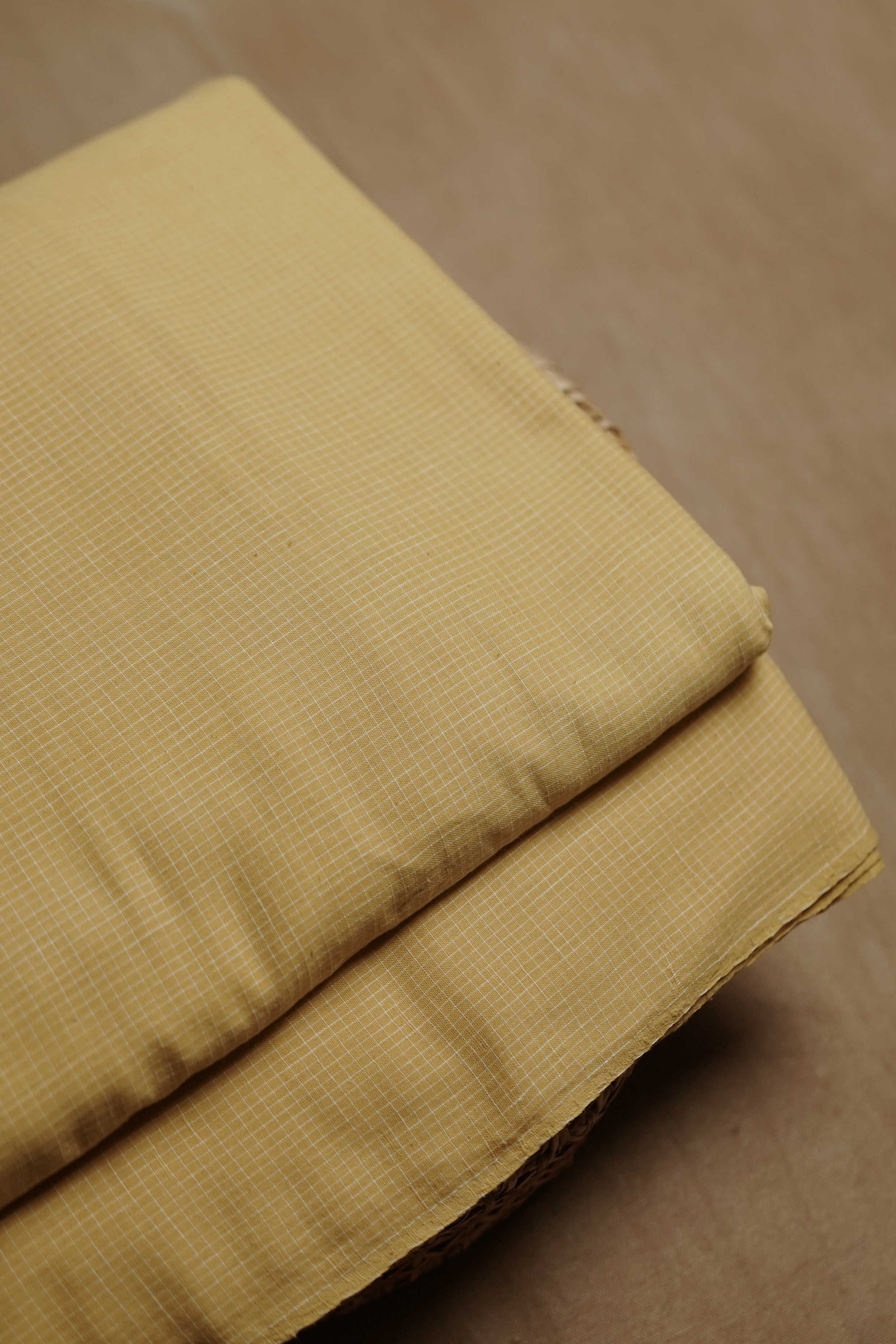 Checkered Yellow Handwoven Cotton Fabric