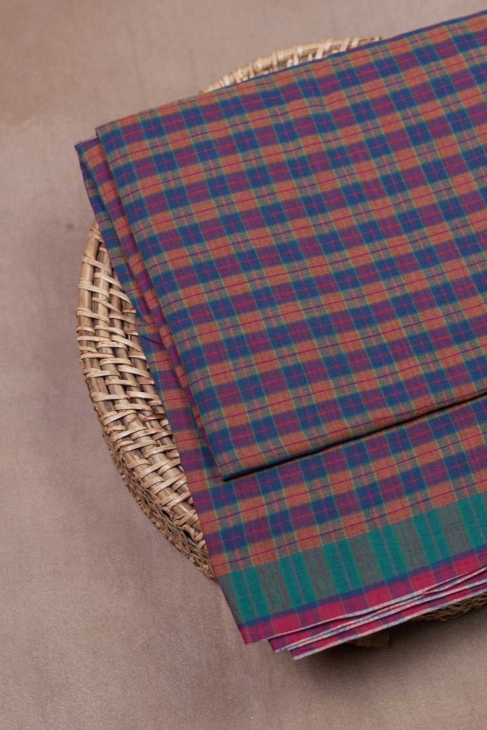 Multi-Colored with Border Jamdani Cotton Fabric