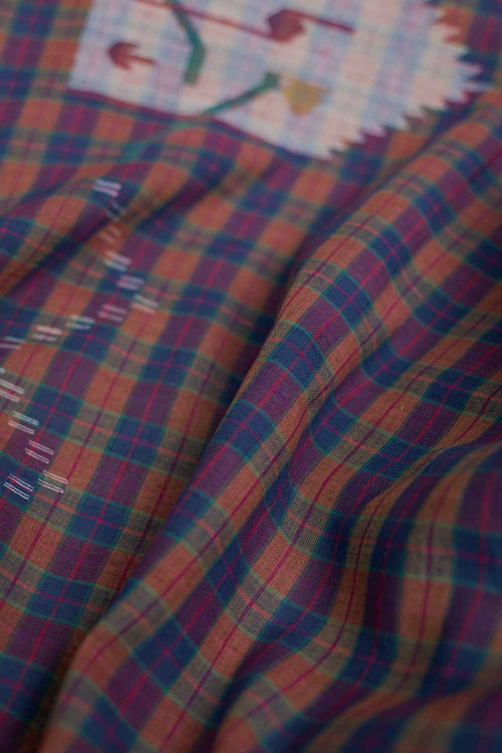 Multi-Colored with Border Jamdani Cotton Fabric - Image 2