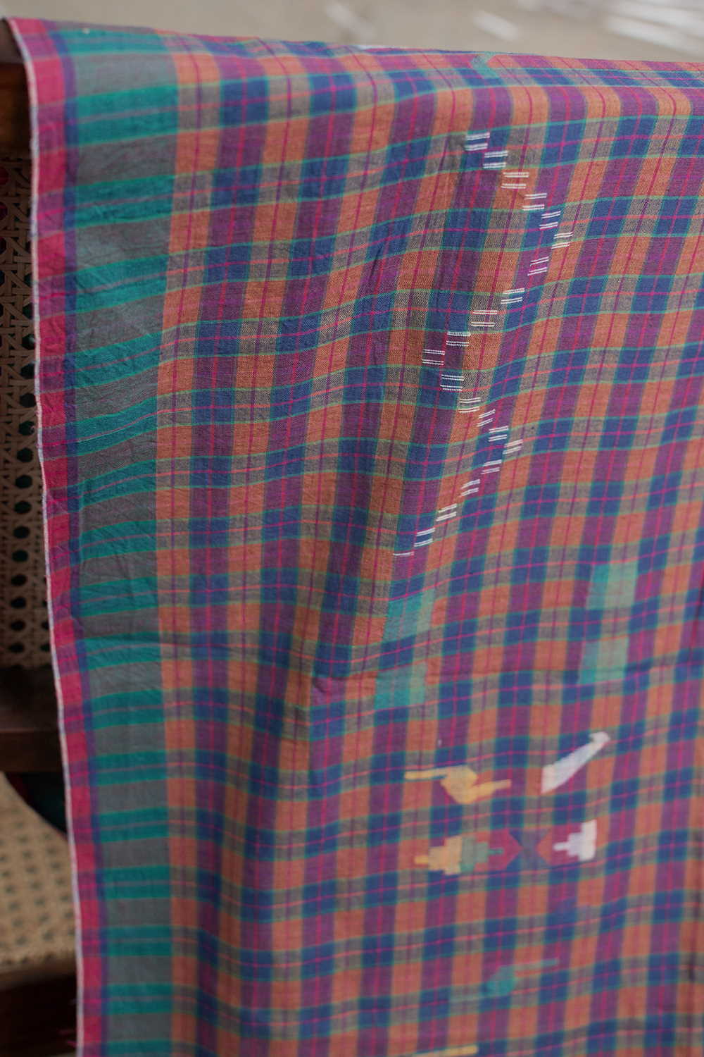 Multi-Colored with Border Jamdani Cotton Fabric - Image 3