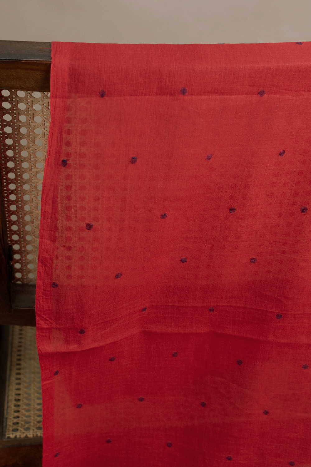 Dark Red with Tiny Butta Jamdani Cotton Fabric